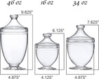 Amazing Abby - Aspire - Plastic Bathroom Canisters (3-Piece Set, 46/34/12 oz) (NOT Glass), Acrylic Apothecary Jars for Vanity, BPA-Free and Shatter-Proof, Great for Cotton Balls and Bath Sponges