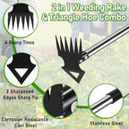 Upgraded Weed Puller Tool with Long Handle, 56" Manual Weeder Remover Tool, 2 in 1 Hand Weed Rake Garden Hoe for Gardening, Heavy Duty Uprooting Weeding Pull for Lawn, Yard, Patio Garden