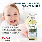 Kitchen Cleaner 16 oz - Daily Cleaning Spray for Countertops, Sink, Cabinets, Appliances, & Stainless Steel Cleaner Revealing Natural Shine & Refreshing Scent - Safe on All Surface