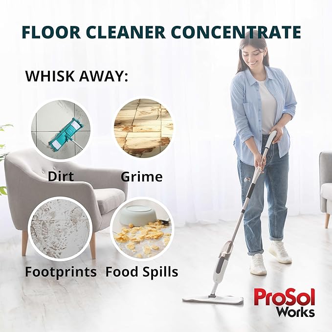 Wood Floor Cleaner 16 oz - Floor Cleaning Spray Great for Various Floor Types Like Tile, Linoleum, Vinyl, Laminate Flooring & Hardwood - Surface Cleaner for Floors, Stain, Dirt & Grime