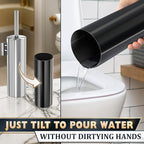 Silver Modern Toilet Brush and Holder Set with Wall Mount - Stainless Steel Toilet Brush with Holder - Removable Inner Bowl, Shiny Design, Splash Protection & Dense Bristles for Bathroom Cleaning