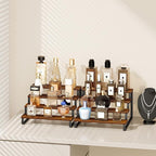 Giikin 4 Tier Spice Rack, Set of 2 Wooden Spice Rack for Countertop, Kitchen Counter Storage Shelves Cupcake Stand Holder Display Stand, Rustic Brown