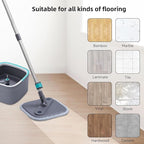 True & Tidy® 6-Pack 9 inch Extra Thick Microfiber Pad Refill for SPIN-800 TrueClean Mop & Bucket Square, Compatible with M16 and Most Square Spin Mop and Bucket, Machine Washable up to 100x