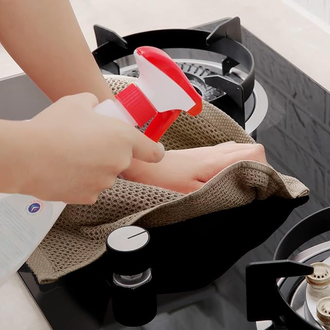 Homaxy 100% Cotton Waffle Weave Kitchen Dish Towels, Ultra Soft Absorbent Quick Drying Cleaning Towel, 13 x 28 Inches, 4-Pack, Tan