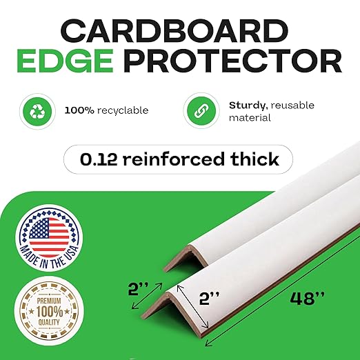 IDL Packaging Cardboard Edge Protectors 2" x 2" x 48", Full Pallet of 2800 pc, White - V-Board Reinforced Corner Protectors - Regular-Duty Cardboard Corners for Shipping