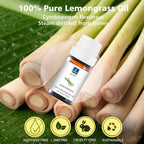 Lemongrass Essential Oil - Pure Organic Lemongrass Oil for Diffuser, Spray, Skin & Hair Care, Massage, DIY Candles & Soap, Perfume, Body Wash - 10mL