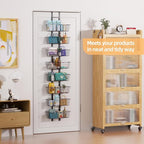 8-Tier Over the Door Organizer with Baskets - Metal Spice Rack Hanging Storage Rack for Pantry, Kitchen, Spices & Laundry, Adjustable Shelves, Heavy Duty Hanging Storage Organizer Door Mount, Black
