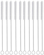 Long Straw Brush Cleaner (10 Pack), Flexible Nylon Tube Cleaning Brushes with 0.4" Bristles, Rust-Proof Stainless Steel Wire Washer for Reusable Tumblers, Sports Bottles & Pipes (10 Inch)