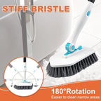 Long Handled Scrub Brush for Shower,3-in-1 Cleaning Brushes with 3 Different Function Cleaning Heads Brush for Shower Cleaning Bathroom Kitchen Walls Tub Tile (White)