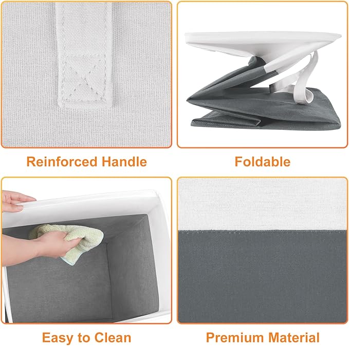 TasticTotes laundry basket 3-Pack, laundry hamper, Hamper with handles, collapsible laundry baskets, Waterproof dirty clothes hamper, Towel Storage for Home or Dorm, 100L-Grey