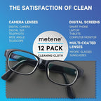 Metene 12 Pack Microfiber Cleaning Cloth (6 "x7"), Individually Wrapped and Equipped with a Storage Box | Microfiber Cloth for Glasses, Screens, Camera Lens and More(Dark Gray)