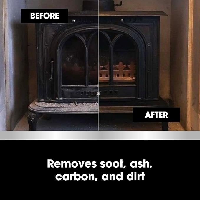 Furniture Clinic Stove Glass & Metal Cleaner - For Log Burner and Fireplace Glass Doors - Removes Soot, Dirt & Ash - Instant Results - 500ml / 17oz