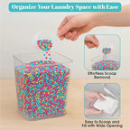 2+1 Laundry Pods Container and Dryer Sheet Holder Set, Clear Laundry Room Organization Containers with Bamboo Lids, Scoops, 10 Labels & 20 Clothespins, Laundry Containers for Pods and Powder