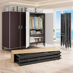 Heavy Duty Covered Clothes Rack with Magnetic Door Foldable Portable Wardrobe Closet for Hanging Clothing Rolling Black Metal Garment Rack on Wheels Closet System (Brown, 58.9in)
