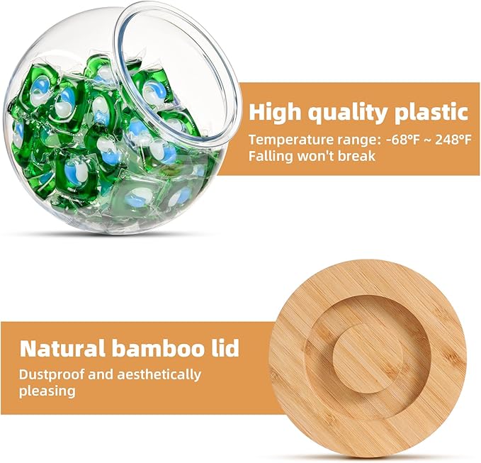 SUBEKYU Laundry Pods Container,0.85 Gallon Laundry Pod Holder Dispenser,Dishwasher Pods Container,Laundry Room Organization and Storage Box for Washing Powder,Scent Beads,Dryer Balls