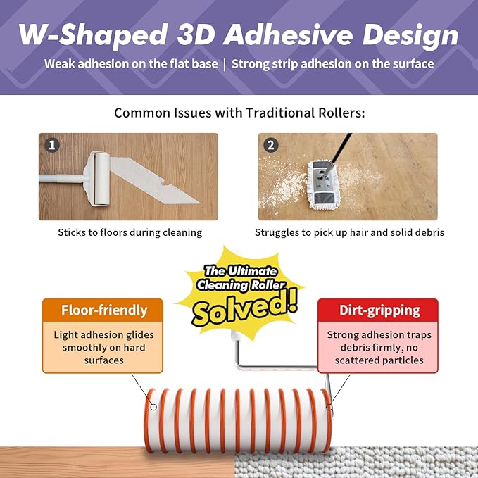 Lint Roller Refills 6.3 inch Bulk 6Rolls Total 300 Sheets Extra Sticky Lint Remover