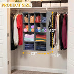 Ofiray-home 4 Tier Hanging Closet Organizer, 12 Compartments Sweater Organizer for Closet with 3 Sturdy Hooks, Closet Organizers and Storage, Wardrobe, Rv, Garment Rack, Grey