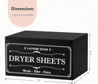 Rustic Farmhouse Decor Dryer Sheet Holder With Hinged Lid - For Laundry Room Organization - Laundry Softener Dispenser - Home Laundry Room Décor (Black)