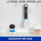 MR.SIGA Soap Dispensing Dish Brush, Kitchen Brush for Pot Pan Sink Cleaning, Black, Pack of 2