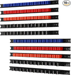CASOMAN 10 pcs Screwdriver Organizer and Wrench Organizer, Wall Mount, Hand Tool Holder, Plastic Rail Wrench Hanger with Clips