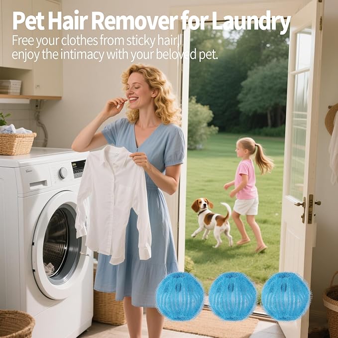 Pet Hair Remover for Laundry - 12Pcs Spring-Coil Nylon Balls – Proven 99% Hair Removal, Reusable Lint Catcher for Washer/Dryer – Dog Cat Fur Remover