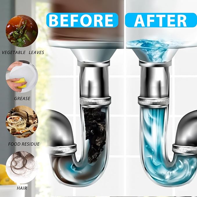 BELL BIRDCrystal Lye Drain Opener,Crystal Lye Drain Cleaner,Pipeline Dredging Agent,Drains Clog Remover Agent,Unclogs Bathroom and Kitchen Sinks,Shower Pipes (260g/9.2oz)