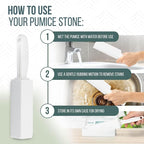 Powerstone Pumice Stone Toilet Bowl Cleaner with Handle (4-pack) - A Solution for Hard Water Stains on Toilets, Grills, Tiles, Grout & Pools