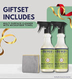 Clean Day Lemon Verbena Scent Multi-Surface Cleaner Spray 16 oz Bundle with Microfiber Cloth - Plant-Derived Formula - Versatile Cleaner for Wood, Tile, Stone, & More Surfaces - (3 Items)