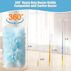 40 Count 360° Heavy Duty Duster Refills Compatible with Swiffer, Large Size-Extra Thick Disposable Electrostatic Duster Refill with 1 Short Handle for Furniture, Blinds, Ceiling Fans