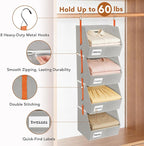 4 Pcs Modular Closet Organizer - Detachable & Foldable Hanging Storage Cubes, 88L Total Capacity, Heavy Duty Fabric Shelves for Wardrobe, Closet Organization, RV, Dorm, Grey