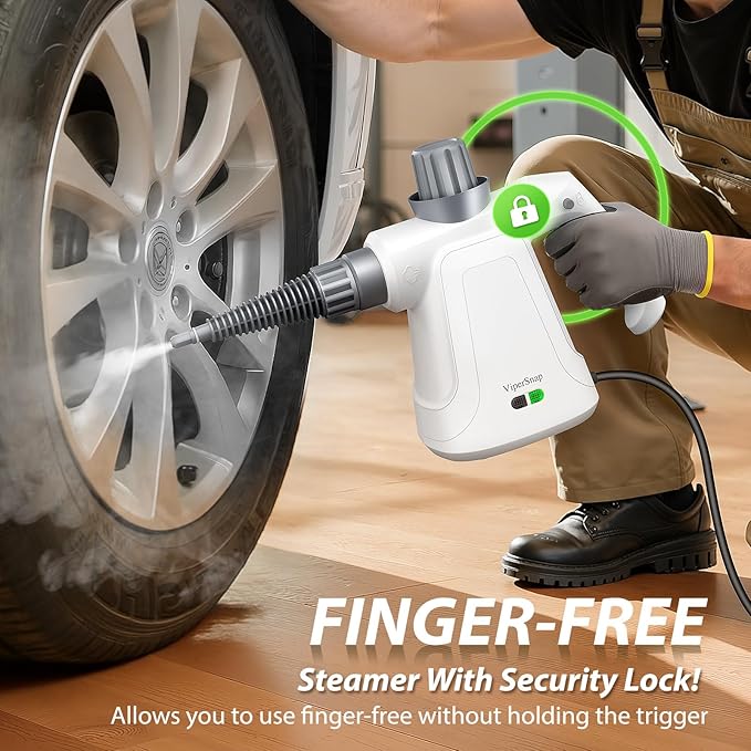 Pressurized Deep Cleaning Steam Cleaner, 15.2OZ Chemical-Free Steamer with 14PCS Accessories & Safety Lock, Handheld Steam Cleaner for Home, Car, Furniture, Grease, Grout, Floor