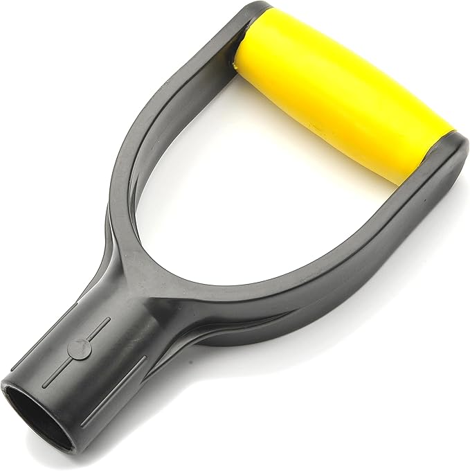 MroMax Shovel D Grip Handle, 1-1/4" Inner Diameter 32mm PVC Spade Snow Shovel Replacement Handle Garden Accessories for Digging Raking Tool Yellow-Black