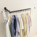 JOOM Clothes Drying Rack Wall Mounted,Folding Clothes Drying Rack,Retractable,Collapsible(Tri-Fold,Upgrade Hook),Wall Mounted Drying Rack for Laundry Balcony Bathroom (Black)