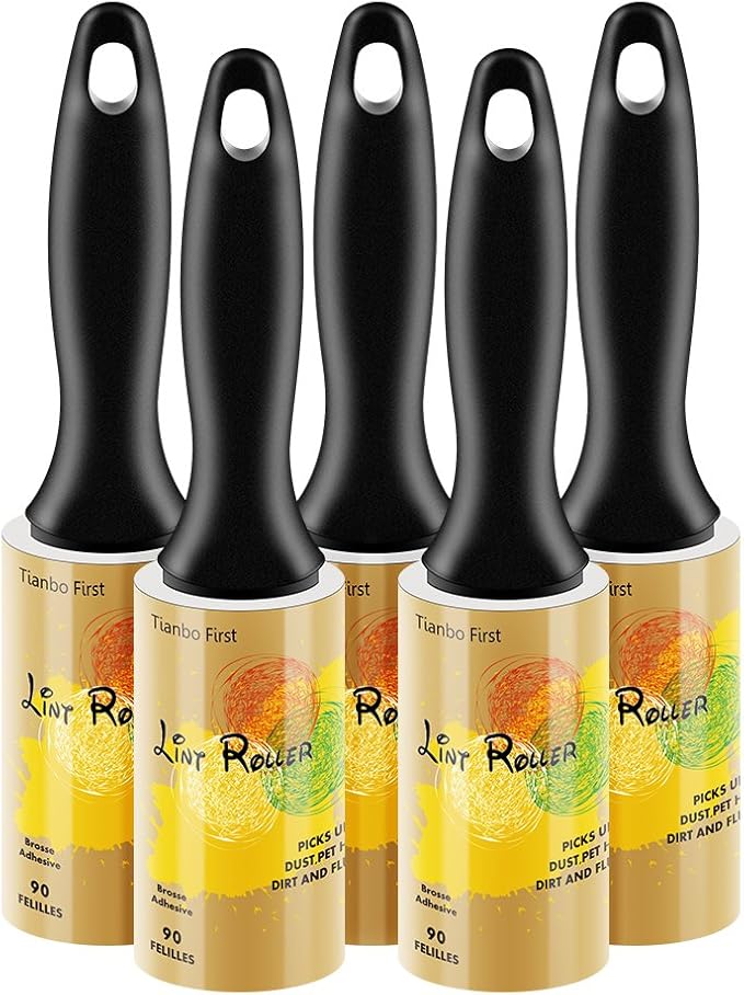 Extra Sticky Lint Rollers for Pet Hair Small Pet Hair Rollers Dog Cat Fuzz Clean Removal Rolls Easy Tear Sticky Lint Roller Removers for Clothes Couch Furniture, 450 Sheets Total, 5 Packs