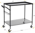 WDT 2-Tier Utility Cart with Wheels, Metal Cart with 1000LBS Capacity, NSF Heavy Duty Rolling Cart, Commercial Grade Serving Tool Storage Carts for Warehouse Garage Kitchen, 24"D x 45"W x 39"H, Black
