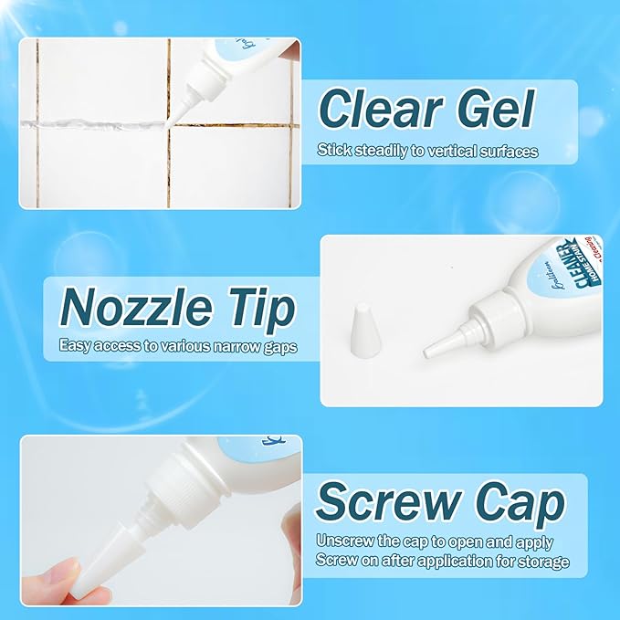 Mold Stain Cleaning Gel, Washing Machine Cleaner for Washing Machine Seal, Refrigerator Strips, Best for Home Sink, Kitchen, Showers, Household Grout Cleaner (8 Fl Oz (Pack of 1))