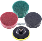 Glarks 16Pcs 5 Inch Drill Power Brush Tile Scrubber Scouring Pads Cleaning Kit with 5 Inch Disc Pad Holder for Bathroom & Kitchen Cleaning, 3 Different Stiffness (Red, Gray, Green)