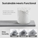 3PCS Bathroom Sink Vanity Trays, Quick Stone Drying Mat Dish Soap Dispenser Sponge Holder for Kitchen Counter, Diatomaceous Earth Water Absorbing Caddy Organizer, Light Grey