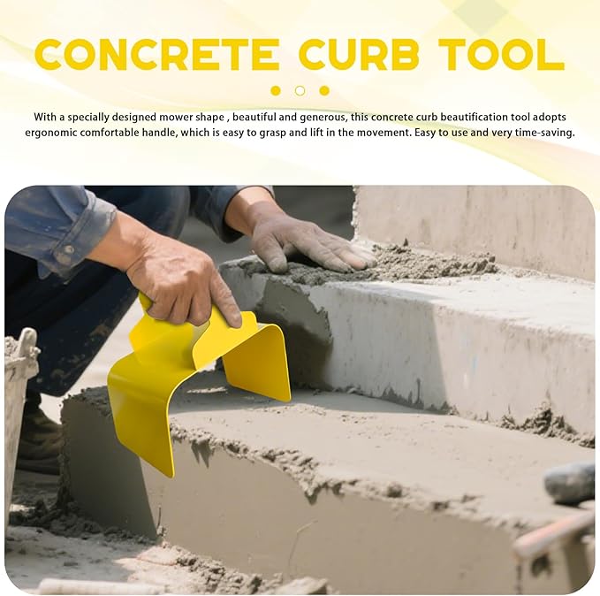 Garden Edging Curb Trowel Concrete Tool, Concrete Curbing Trowel, Curb Hand Tool with Putty Knife for Lawn, Garden, Pavement (Rectangle)