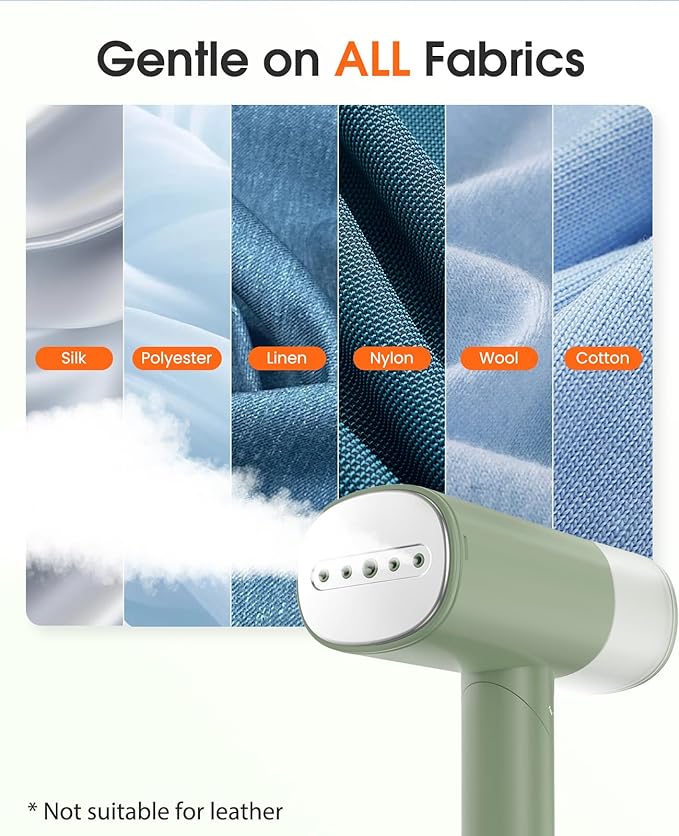 Handheld Steamer for Clothes, 1200W Foldable Travel Steamer, 20 Sec Preheat Garments Wrinkle Remover, 120V Portable Hand Iron with 150ml Water Tank, Clothes Steamer for Home Travel-Green