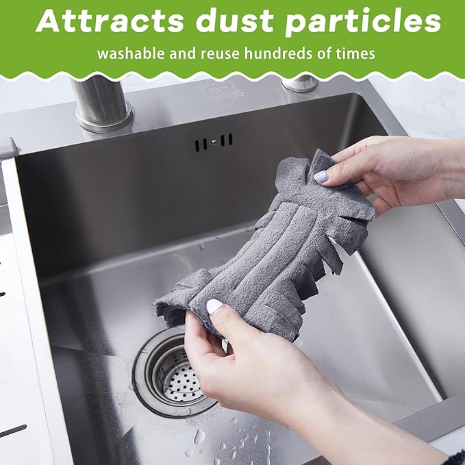 Zubebe 6 Pcs Duster Refill Reusable Fleece Duster Refills Feather Flat Dusters Multi Surface Washable Cleaning Pads Tools for Home, Blinds, Car, Pet, Furniture, Fans (Bright Color)