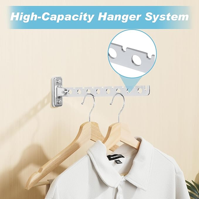 Alise Cloths Drying Rack Wall Mounted, Stainless Steel Folding Laundry Hanging Rack, Swivel Space Saving Clothes Hanger Racks for Bedroom Bathroom Laundry, Polished Chrome, Double Pack