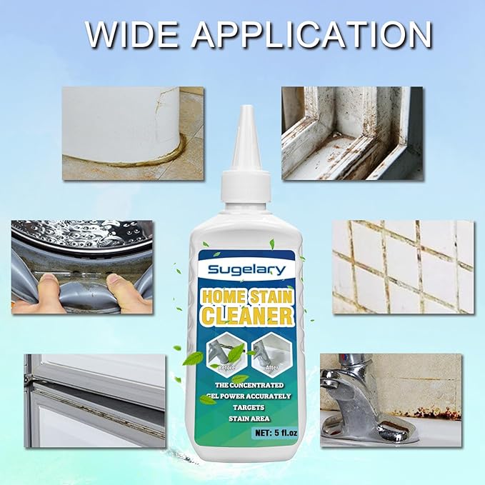 Sugelary Mold Stain Cleaner, 5 fl oz Mold Stain Cleaner Gel for Washing Machine, Home Stain Cleaning Gel for Fridge, Tile, Grout, Sink and Bathroom Use