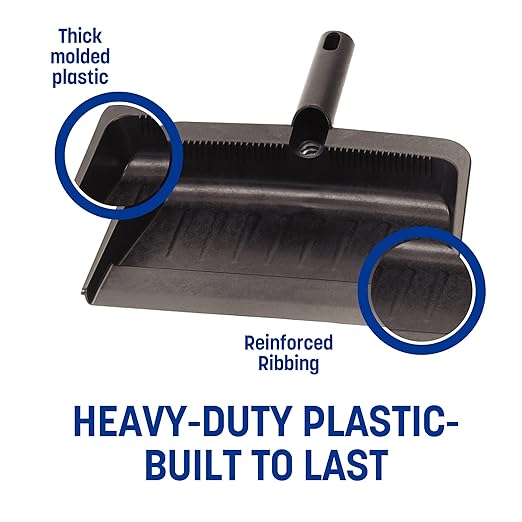 Carlisle FoodService Products Heavy Duty Dust Pan with Handle – Durable Plastic, 8 Inch Dust Pan for Home, Kitchen, and Commercial Use, 24 Pack, Black