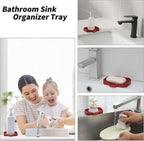 Silicone Bathroom Soap Dishes with Drain Spout-Bathroom and Kitchen Sink Organizer,Sponge Holder,Dish Soap Tray,Perfect for Dispenser,Scrubber,Bottle,Cup on Sink or Counter-Red 4.9"×3.2"