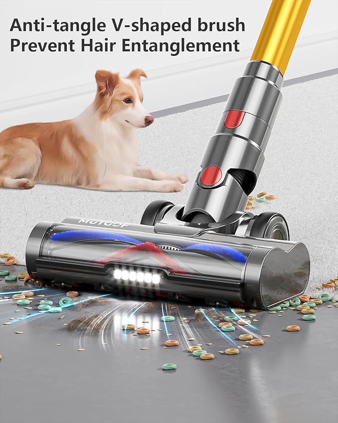 Cordless Vacuum Cleaner, 48KPA 580W 70Mins Cordless Vacuum with Dual Handle, Stick Vacuum with Aroma Tablet, Anti-Tangle Brush, Rechargeable Wireless Vacumm for Carpets/Hard Floors/Pet Hair