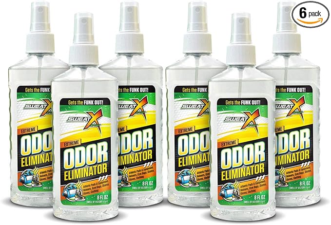 SweatX Extreme Odor Spray - Multipurpose No-Wash Deodorizer - Ideal for Shoes and Gym Clothing - Victory Scent (8 Fl Oz) - 6 Pack