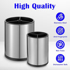 2 Pcs Kitchen Utensil Holder Set, 360° Rotating Stainless Steel Large Cooking Utensil Holder for Kitchen Counter with Removable Base, 3 Compartment Flatware Caddy for Knife Spoon Fork Spatula Tools