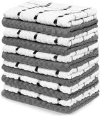 Zeppoli Classic Kitchen Towels - 12 Pack 100% Natural Cotton Kitchen Towel Set, Reusable Wash Cloths, Absorbent Dish Towels, Machine Washable Hand Towels, Kitchen Essentials - 15” by 25” - Gray