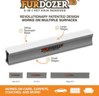 FurDozer Pet Hair Remover & Auto Detailing Tools - Cat & Dog Hair Remover for Carpets, Car Interiors, Couches, Bedding, & Pet Furniture (Gray, X3 MEGA - 10" Long)